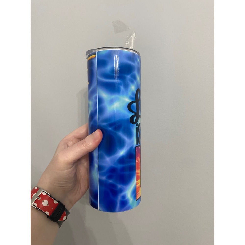 Life is Better at the Lake Tumbler Unisex OS Blue Tie Dye Insulated Skinny Mug - Picture 6 of 8